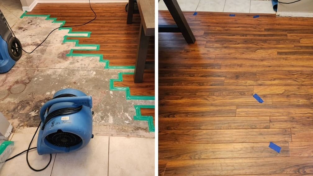 saving hardwood flooring by drying in-place
