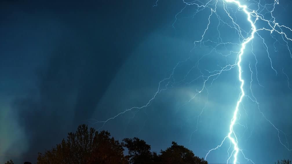 tornado with lightning